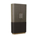 Arteriors - 6266 - Cabinet - Sherbourne - Graphite Leather/Umder Oak/White Marble/Antique Brass