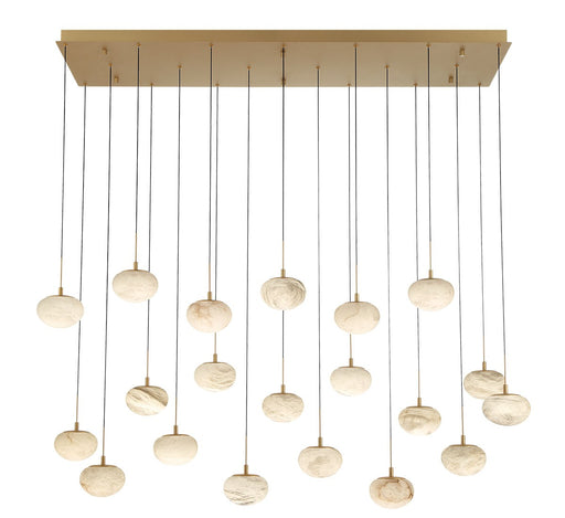 Calcolo LED Chandelier Painted Antique Brass
