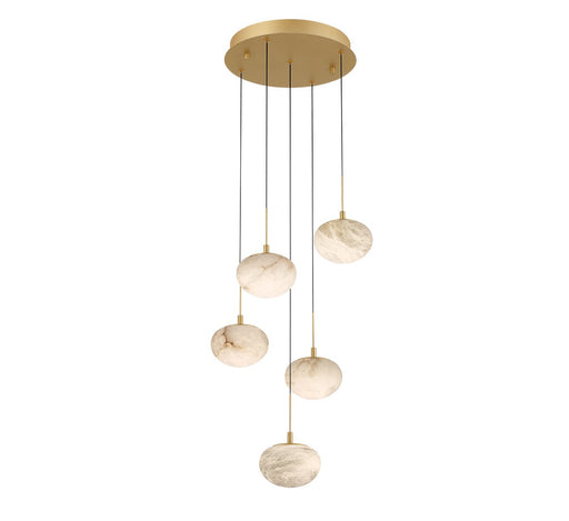 Calcolo LED Chandelier Painted Antique Brass