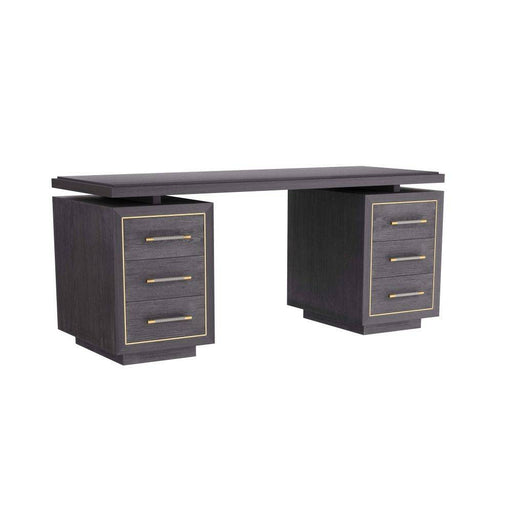 Wixom Desk Ebony Oak/Antique Brass/Graphite Leather