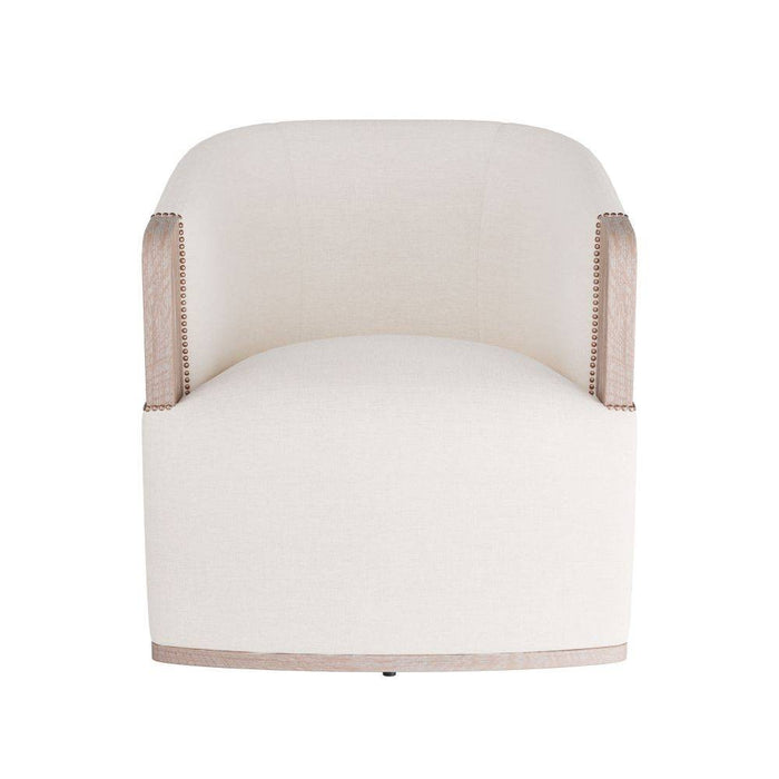 Arteriors - GDFRU01 - Lounge Chair - Reveal - Bone Linen/Cerused Oak/Antique Brass Nailheads