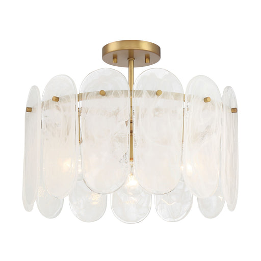 Oldmill Three Light Semi Flush Mount Legacy Brass