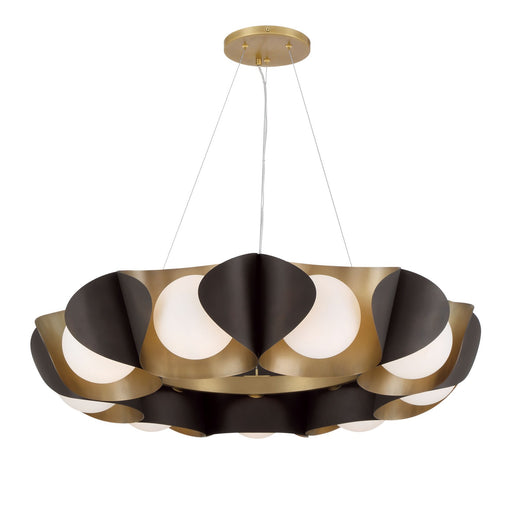 Flare Nine Light Pendant Legacy Brass & Dark Bronze