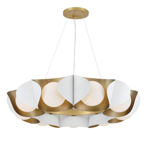 Flare Nine Light Pendant Sand White