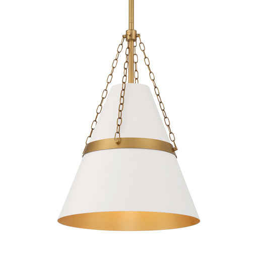 Springfield One Light Pendant Legacy Brass & Off White Cream