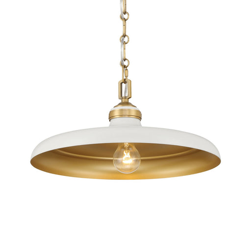 Crowne One Light Pendant Legacy Brass & Off White Cream