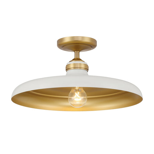 Crowne One Light Semi Flush Mount Legacy Brass & Off White Cream