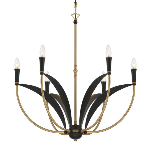 Miller Six Light Chandelier Legacy Brass & Sand Coal