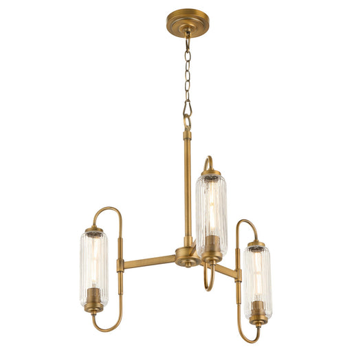Whitmire Three Light Chandelier Brushed Brass