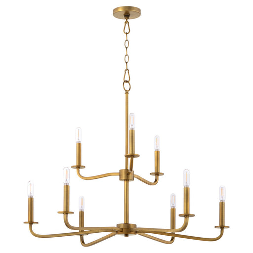 Rutherford Nine Light Chandelier Brushed Brass