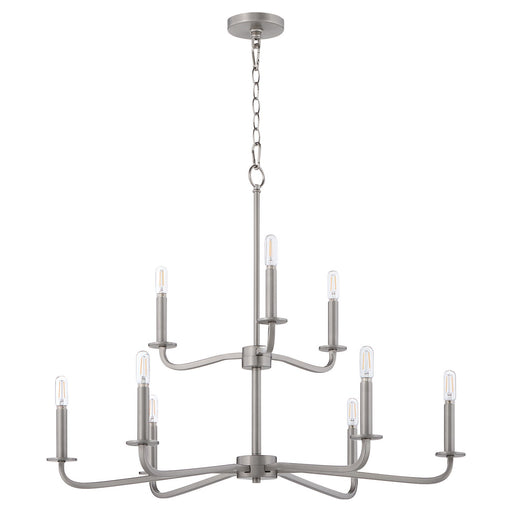Rutherford Nine Light Chandelier Satin Nickel