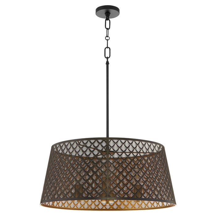 Quorum - 8217-3-5980 - Three Light Pendant - Benedict - Matte Black / Aged Brass