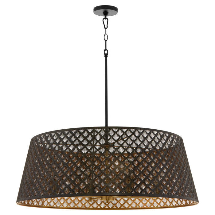 Quorum - 8217-4-5980 - Four Light Pendant - Benedict - Matte Black / Aged Brass