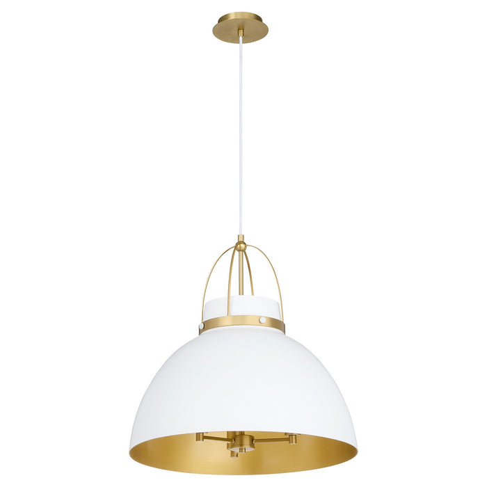 Quorum - 823-3-0880 - Three Light Pendant - Pruitt - Studio White/ Aged Brass