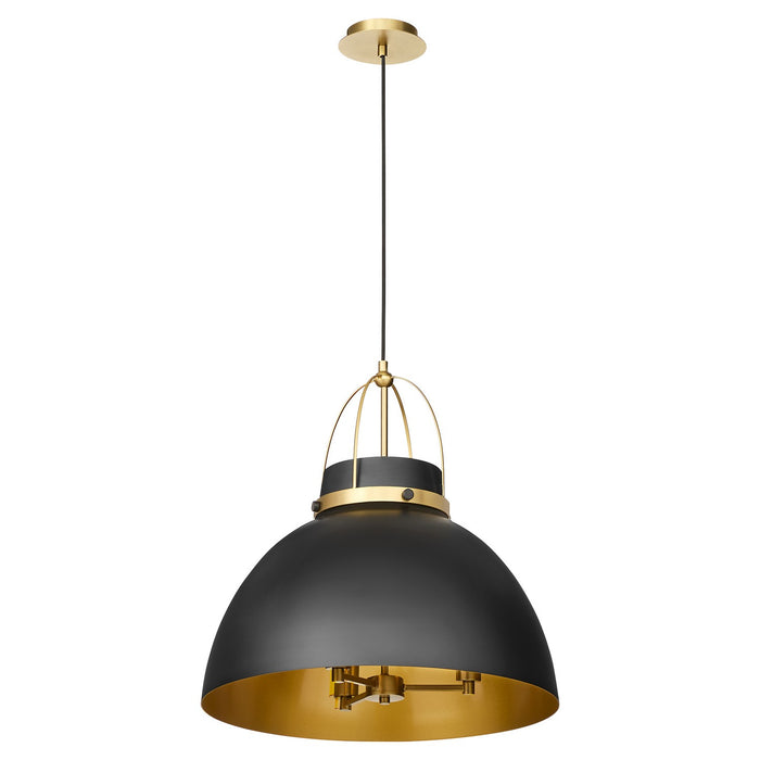 Quorum - 823-3-5980 - Three Light Pendant - Pruitt - Matte Black/Aged Brass