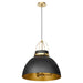 Quorum - 823-3-5980 - Three Light Pendant - Pruitt - Matte Black/Aged Brass