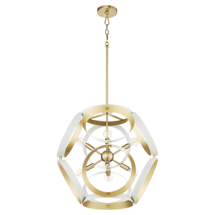 Quorum - 865-8-0880 - Eight Light Pendant - Domain - Studio White w/ Aged Brass