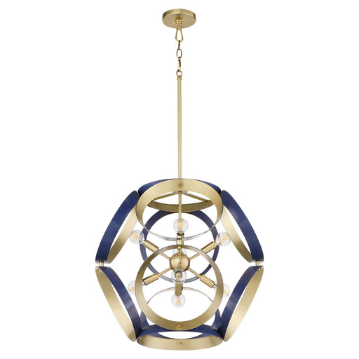 Domain Eight Light Pendant Blue w/ Aged Brass