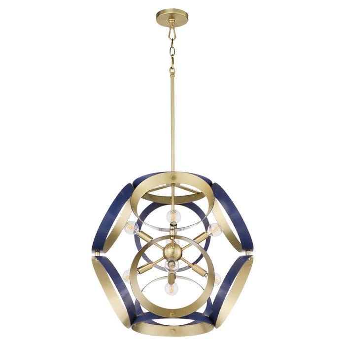 Quorum - 865-8-3280 - Eight Light Pendant - Domain - Blue w/ Aged Brass