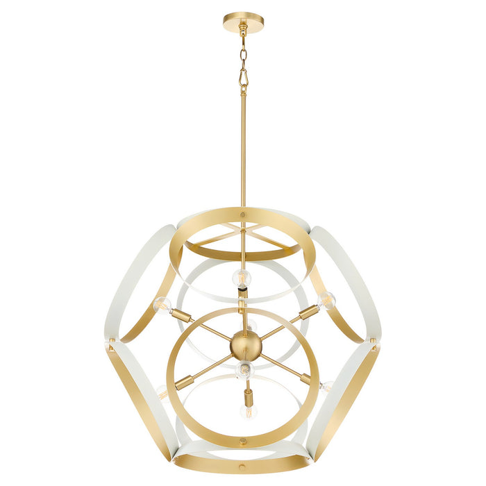 Quorum - 866-8-0880 - Eight Light Pendant - Domain - Studio White w/ Aged Brass