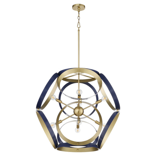 Domain Eight Light Pendant Blue w/ Aged Brass