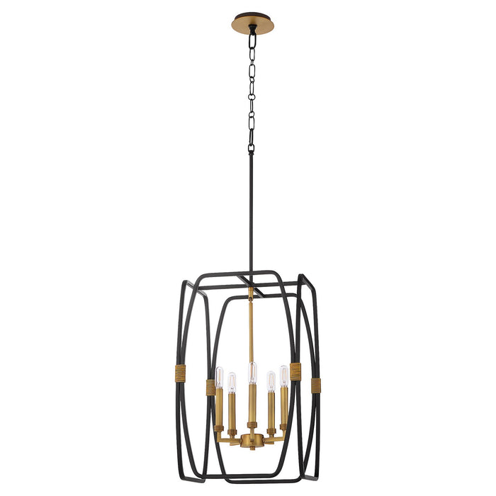 Quorum - 880-5-5947 - Five Light Pendant - Bishop - Matte Black / Brushed Brass