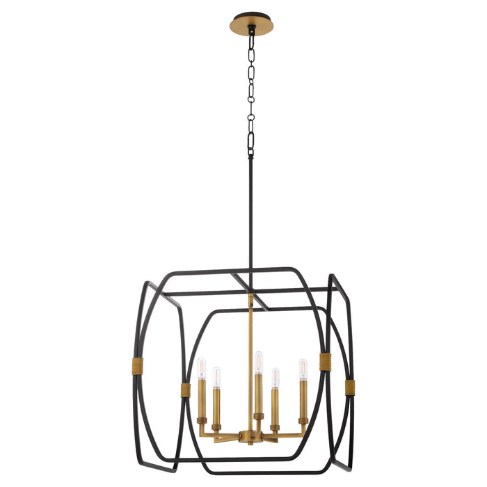 Quorum - 881-5-5947 - Five Light Pendant - Bishop - Matte Black / Brushed Brass