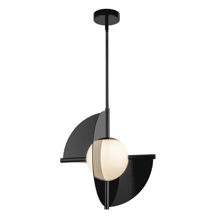 Kuzco Lighting - PD65116-GBK/OP-UNV - LED Pendant - Scorpio - Glossy Black/Opal Glass