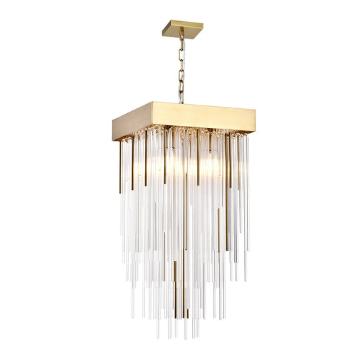 Waterfall Four Light Pendant Aged Brass