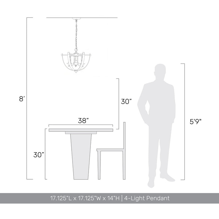 Golden - 0815-4P HG - Four Light Pendant - Victoria - Heirloom Gold