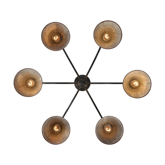 Golden - 0877-6 ABI-GV - Six Light Chandelier - Jasper - Antique Black Iron