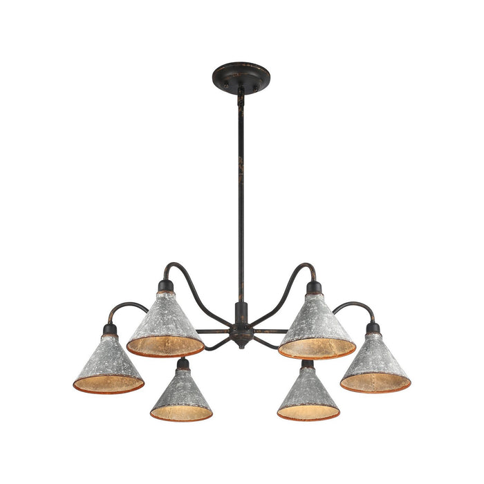 Golden - 0877-6 ABI-GV - Six Light Chandelier - Jasper - Antique Black Iron