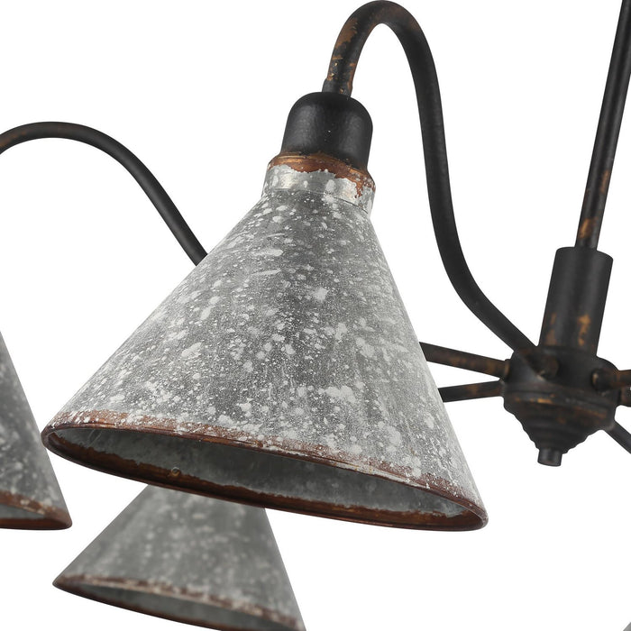 Golden - 0877-6 ABI-GV - Six Light Chandelier - Jasper - Antique Black Iron