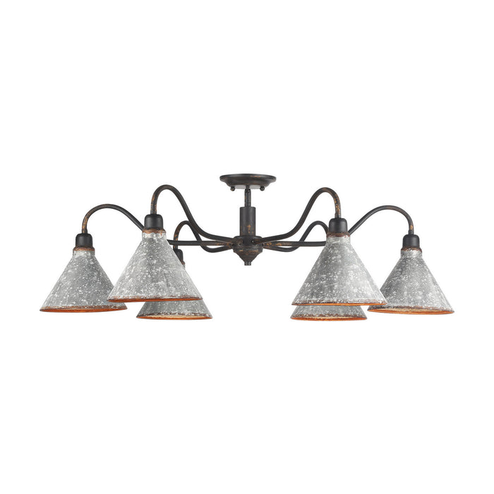 Golden - 0877-6SF ABI-GV - Six Light Semi-Flush Mount - Jasper - Antique Black Iron