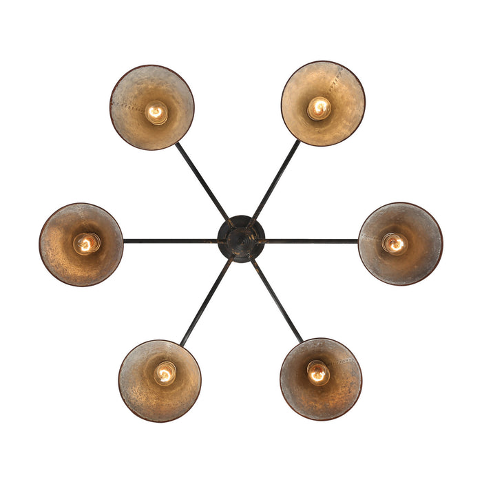 Golden - 0877-6SF ABI-GV - Six Light Semi-Flush Mount - Jasper - Antique Black Iron