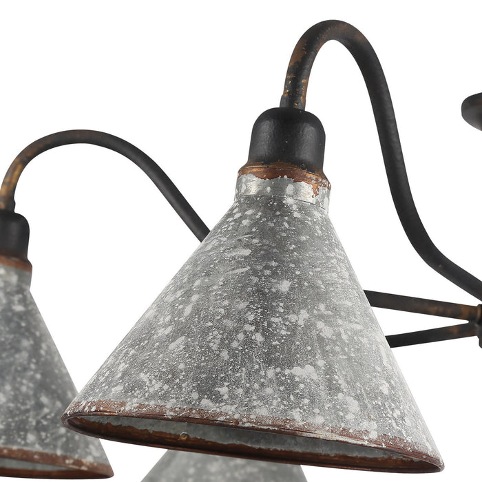 Golden - 0877-6SF ABI-GV - Six Light Semi-Flush Mount - Jasper - Antique Black Iron