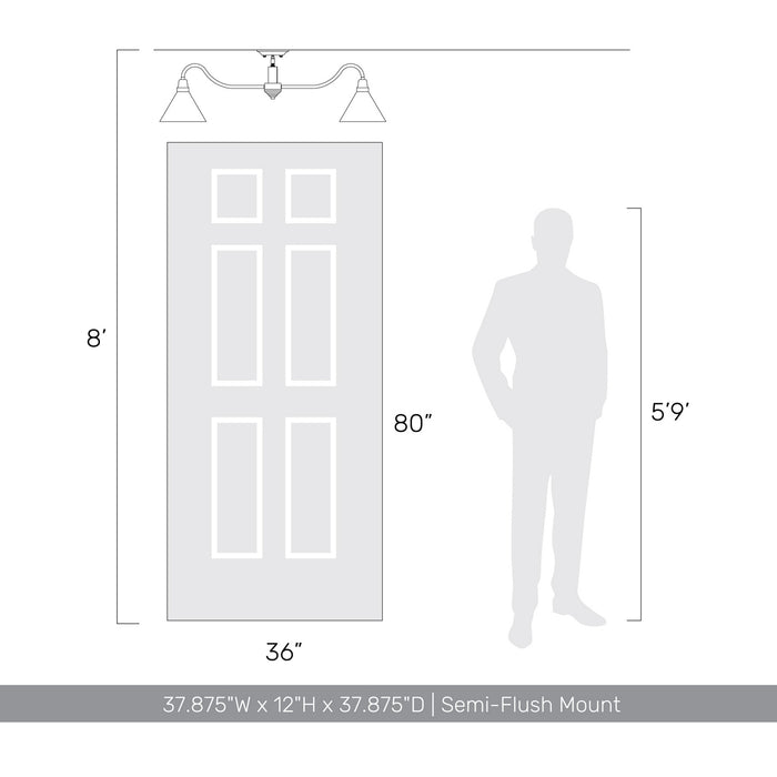 Golden - 0877-6SF ABI-GV - Six Light Semi-Flush Mount - Jasper - Antique Black Iron