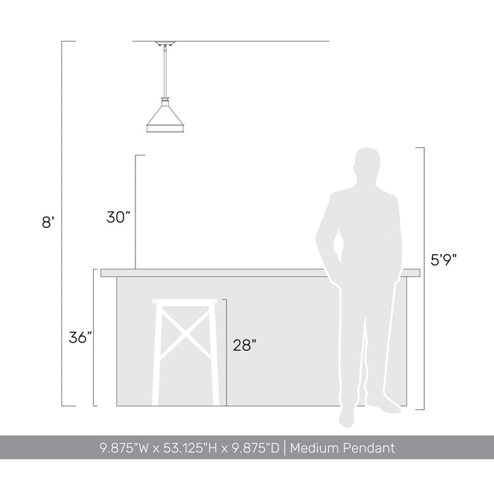 Golden - 0877-M ABI-GV - One Light Pendant - Jasper - Antique Black Iron