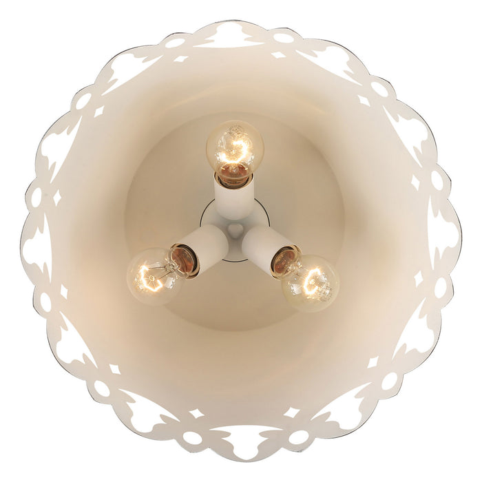 Golden - 0883-3FM AI - Three Light Flush Mount - Eloise - Antique Ivory