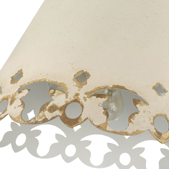 Golden - 0883-3FM AI - Three Light Flush Mount - Eloise - Antique Ivory