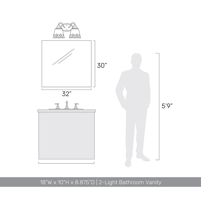 Golden - 0883-BA2 AI - Two Light Vanity - Eloise - Antique Ivory