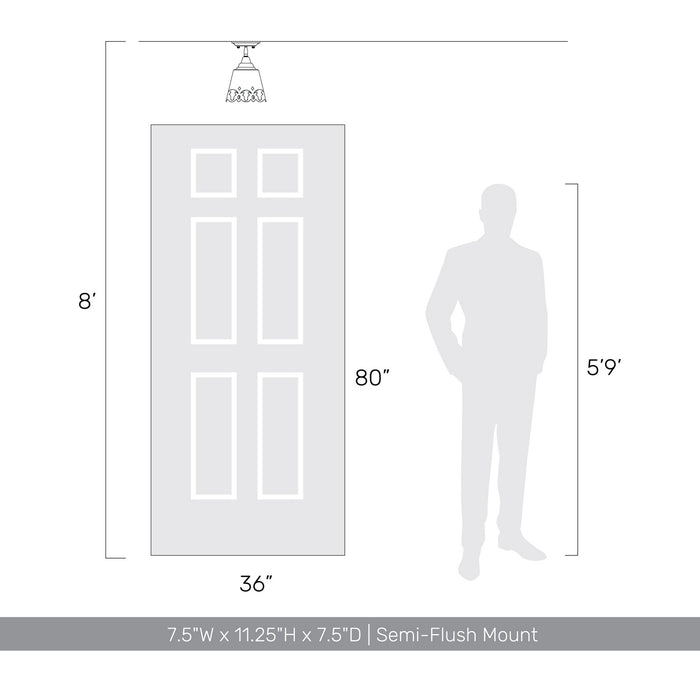 Golden - 0883-SF AI - One Light Semi-Flush Mount - Eloise - Antique Ivory