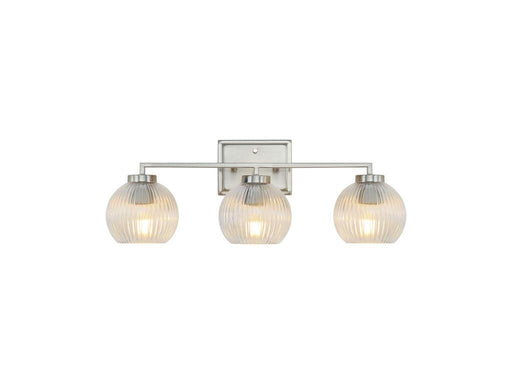 Golden - 3094-BA3 PW-RIB - Three Light Bath Vanity - Elliott - Pewter