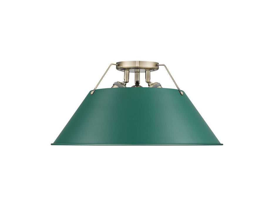 Golden - 3306-3FM AB-GN - Three Light Flush Mount - Orwell - Aged Brass