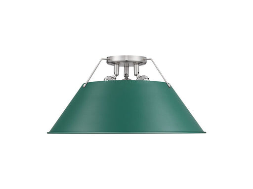 Golden - 3306-3FM PW-GN - Three Light Flush Mount - Orwell - Pewter