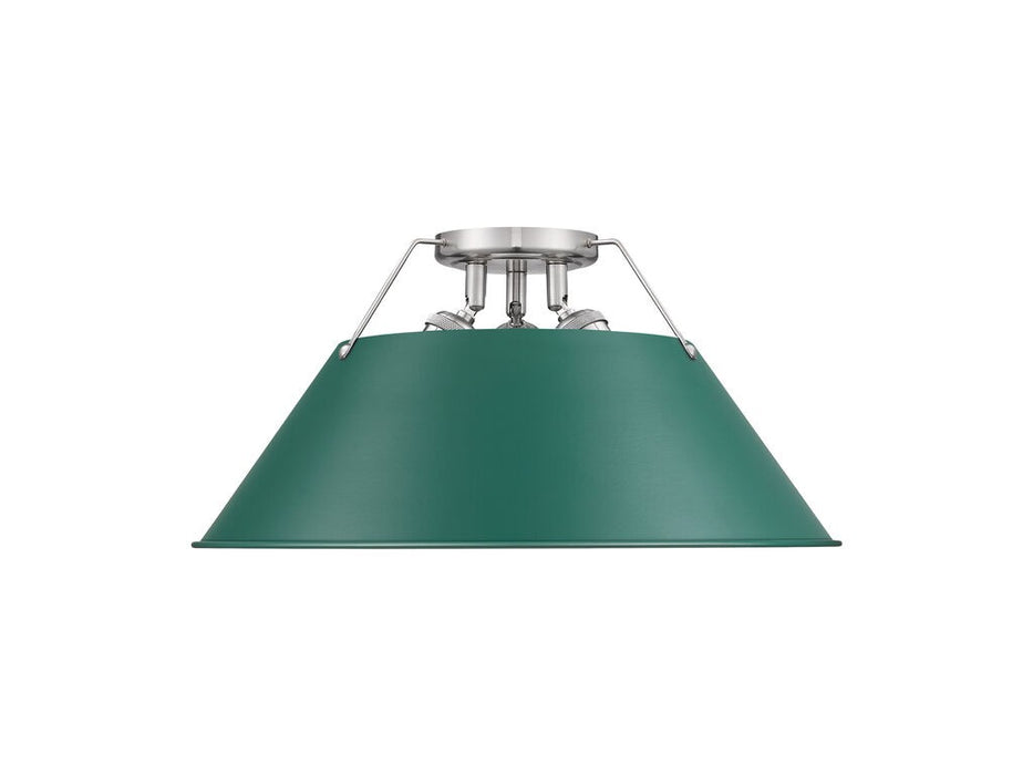 Golden - 3306-3FM PW-GN - Three Light Flush Mount - Orwell - Pewter