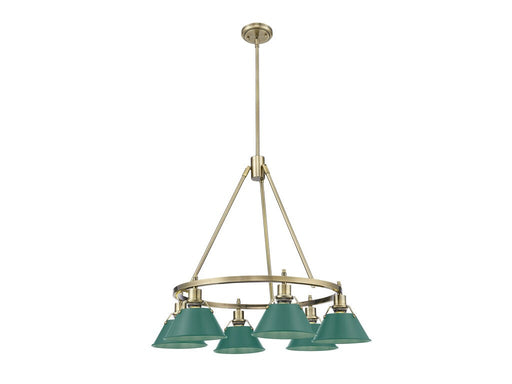 Golden - 3306-6 AB-GN - Six Light Chandelier - Orwell - Aged Brass