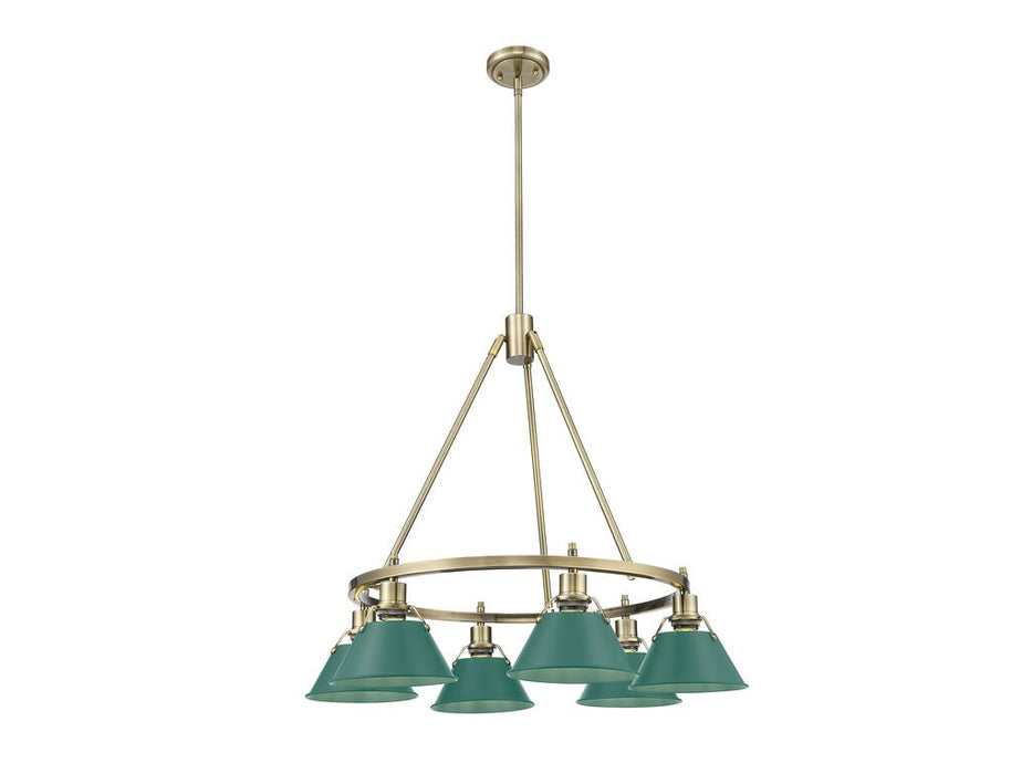 Golden - 3306-6 AB-GN - Six Light Chandelier - Orwell - Aged Brass