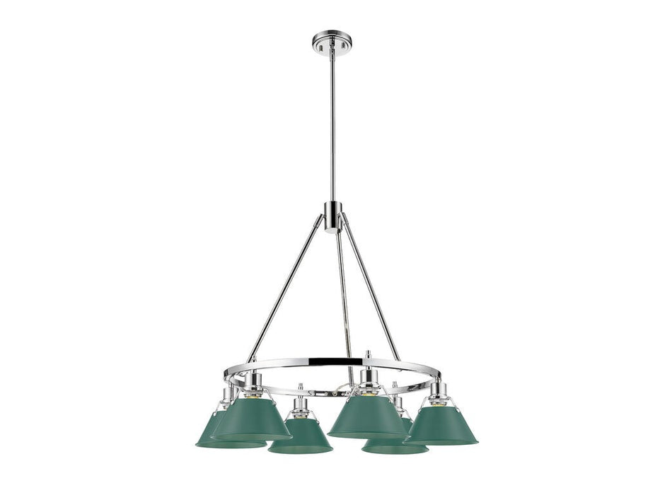 Golden - 3306-6 CH-GN - Six Light Chandelier - Orwell - Chrome