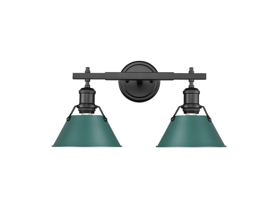 Golden - 3306-BA2 BLK-GN - Two Light Vanity - Orwell - Matte Black
